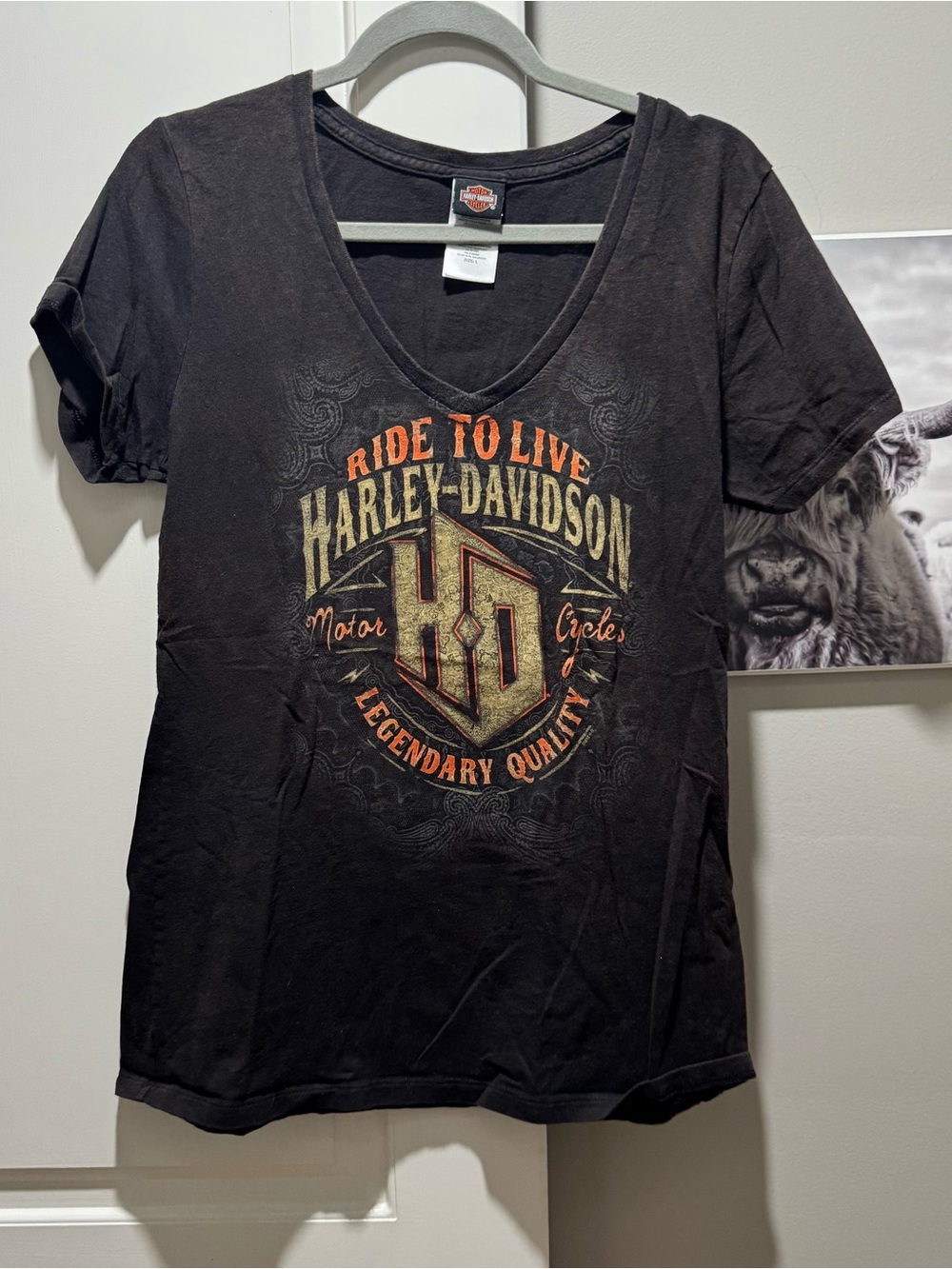 Harley Davidson v neck t shirt
